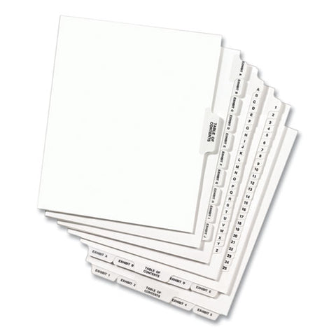 Preprinted Legal Exhibit Side Tab Index Dividers, Avery Style, 10-tab, 16, 11 X 8.5, White, 25/pack, (1016)