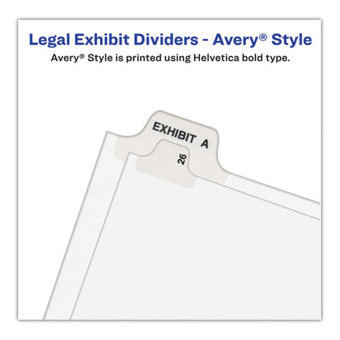 Preprinted Legal Exhibit Side Tab Index Dividers, Avery Style, 10-tab, 20, 11 X 8.5, White, 25/pack, (1020)