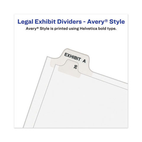 Avery-style Preprinted Legal Side Tab Divider, 26-tab, Exhibit A, 11 X 8.5, White, 25/pack, (1371)