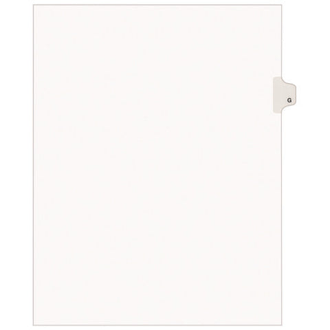 Preprinted Legal Exhibit Side Tab Index Dividers, Avery Style, 26-tab, G, 11 X 8.5, White, 25/set, (1407)