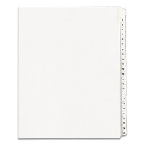 Preprinted Legal Exhibit Side Tab Index Dividers, Allstate Style, 25-tab, 1 To 25, 11 X 8.5, White, 1 Set, (1701)