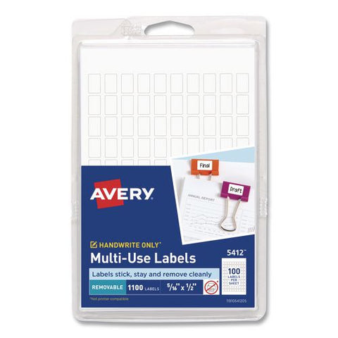 Handwrite Only Self-adhesive Removable Labels, 0.31 X 0.5, 100 Labels/sheet, 11 Sheets/pack