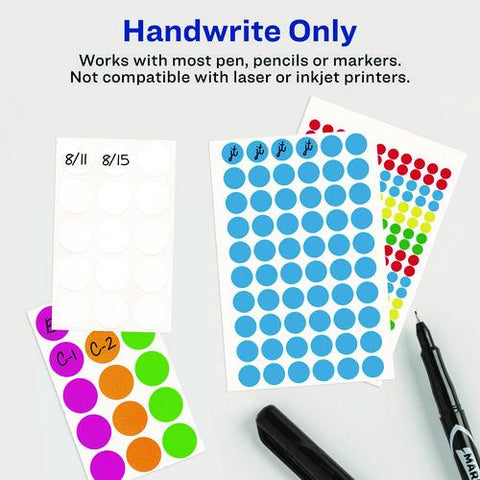 Handwrite-only Self-adhesive "see Through" Removable Round Color Dots, 0.75" Dia, Assorted, 35/sheet, 29 Sheets/pack, (5473)