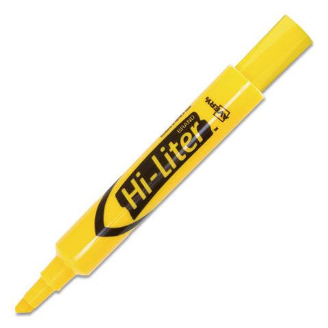 Hi-liter Desk-style Highlighters, Yellow Ink, Chisel Tip, Yellow/black Barrel, Dozen