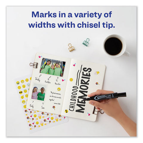 Marks A Lot Regular Desk-style Permanent Marker, Broad Chisel Tip, Black, Dozen (7888)