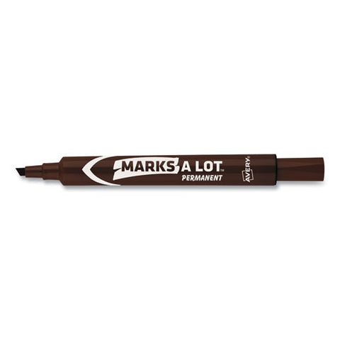 Marks A Lot Large Desk-style Permanent Marker, Broad Chisel Tip, Brown, Dozen (8881)