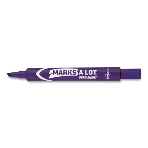 Marks A Lot Large Desk-style Permanent Marker, Broad Chisel Tip, Purple, Dozen (8884)