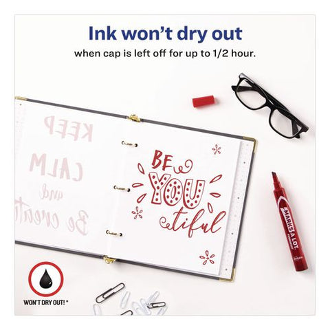 Marks A Lot Large Desk-style Permanent Marker, Broad Chisel Tip, Red