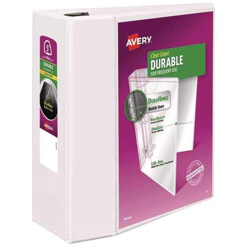 Durable View Binder With Durahinge And Ezd Rings, 3 Rings, 5" Capacity, 11 X 8.5, White, (9901)