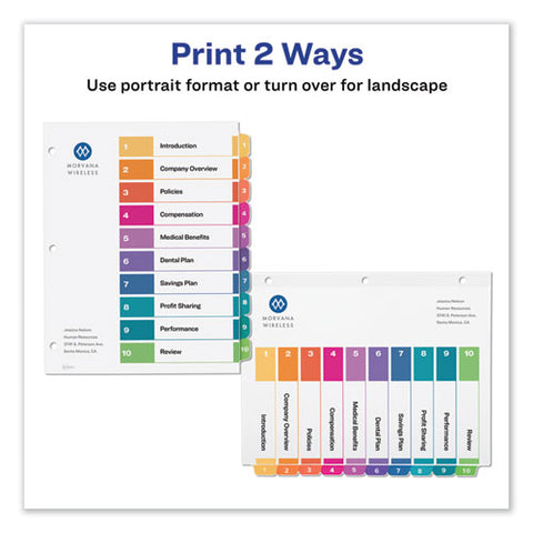 Customizable Table Of Contents Ready Index Dividers With Multicolor Tabs, 10-tab, 1 To 10, 11 X 8.5, White, 3 Sets