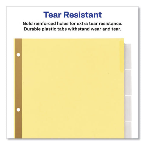 Insertable Big Tab Dividers, 5-tab, Double-sided Gold Edge Reinforcing, 11 X 8.5, Buff, Clear Tabs, 1 Set