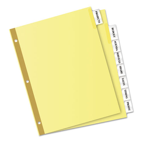 Insertable Big Tab Dividers, 8-tab, Double-sided Gold Edge Reinforcing, 11 X 8.5, Buff, Clear Tabs, 1 Set