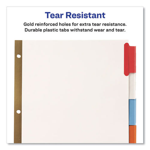 Insertable Big Tab Dividers, 5-tab, Double-sided Gold Edge Reinforcing, 11 X 8.5, White, Assorted Tabs, 1 Set