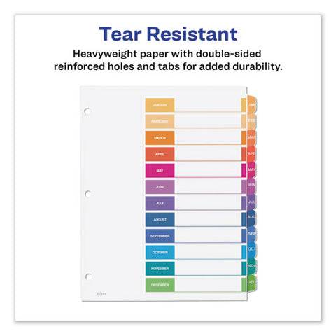 Customizable Toc Ready Index Multicolor Tab Dividers, 12-tab, Jan. To Dec., 11 X 8.5, White, Traditional Color Tabs, 1 Set