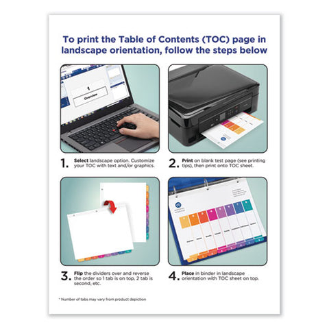 Customizable Toc Ready Index Multicolor Tab Dividers, 31-tab, 1 To 31, 11 X 8.5, White, Traditional Color Tabs, 1 Set