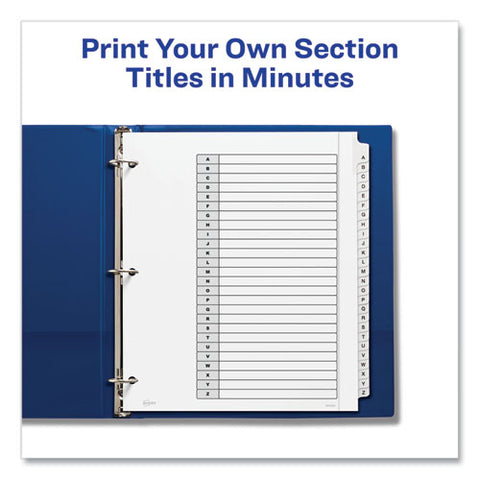 Customizable Toc Ready Index Black And White Dividers, 26-tab, A To Z, 11 X 9.25, 1 Set