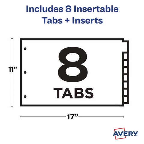 Insertable Big Tab Plastic Dividers, 8-tab, 11 X 17, Green, 1 Set