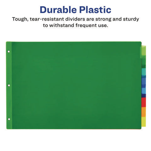 Insertable Big Tab Plastic Dividers, 8-tab, 11 X 17, Green, 1 Set