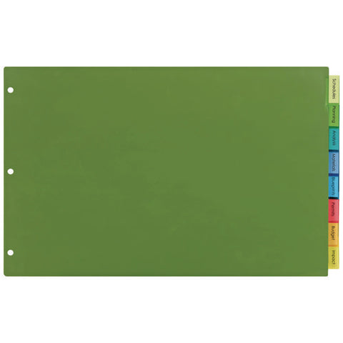 Insertable Big Tab Plastic Dividers, 8-tab, 11 X 17, Green, 1 Set