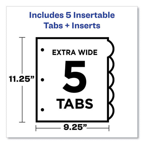 Insertable Style Edge Tab Plastic 1-pocket Dividers, 5-tab, 11.25 X 9.25, Translucent, 1 Set