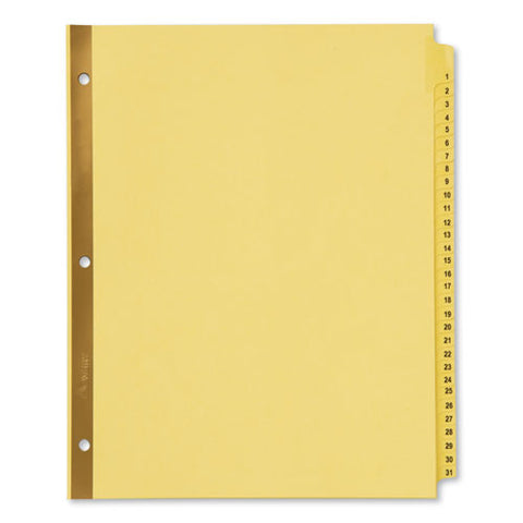 Preprinted Laminated Tab Dividers With Gold Reinforced Binding Edge, 31-tab, 1 To 31, 11 X 8.5, Buff, 1 Set