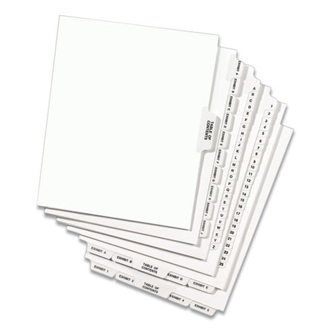 Preprinted Legal Exhibit Bottom Tab Index Dividers, Avery Style, 27-tab, Exhibit A To Exhibit Z, 11 X 8.5, White, 1 Set