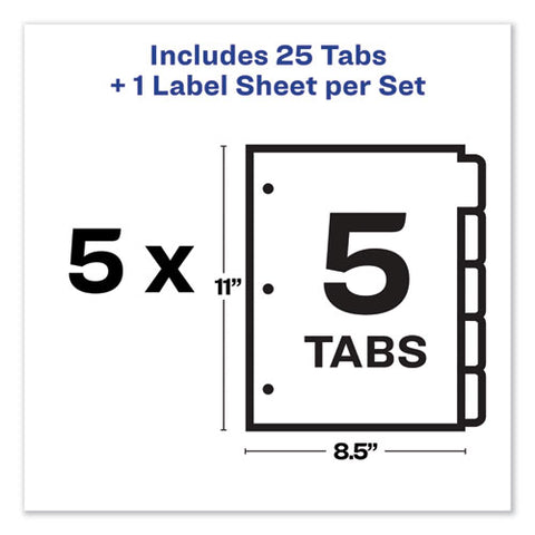 Print And Apply Index Maker Clear Label Dividers, 5-tab, Color Tabs, 11 X 8.5, White, Traditional Color Tabs, 5 Sets