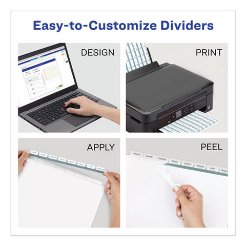 Print And Apply Index Maker Clear Label Dividers, 12-tab, White Tabs, 11 X 8.5, White, 5 Sets