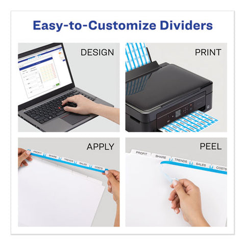 Print And Apply Index Maker Clear Label Dividers, 5-tab, White Tabs, 11 X 8.5, White, 5 Sets