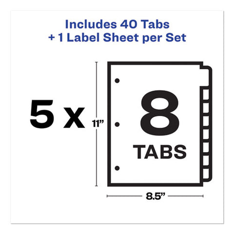 Print And Apply Index Maker Clear Label Dividers, 8-tab, 11 X 8.5, White, 5 Sets