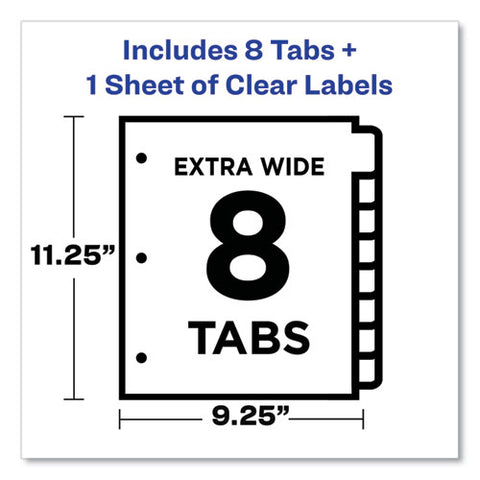 Print And Apply Index Maker Clear Label Dividers, Extra Wide Tab, 8-tab, 11.25 X 9.25, White, 1 Set