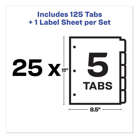 Print And Apply Index Maker Clear Label Dividers, 5-tab, White Tabs, 11 X 8.5, White, 25 Sets