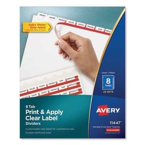 Print And Apply Index Maker Clear Label Dividers, 8-tab, 11 X 8.5, White, 25 Sets