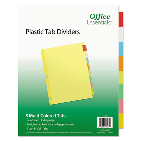 Plastic Insertable Dividers, 8-tab, 11 X 8.5, Assorted Tabs, 1 Set