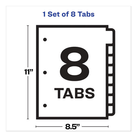 Print And Apply Index Maker Clear Label Dividers, Big Tab, 8-tab, 11 X 8.5, White, 1 Set