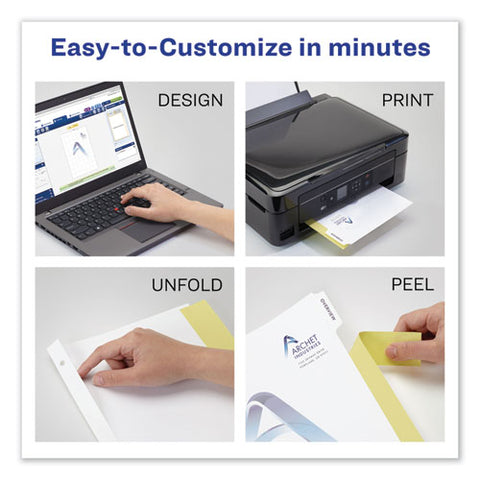 Customizable Print-on Dividers, 3-hole Punched, 5-tab, 11 X 8.5, White, 5 Sets