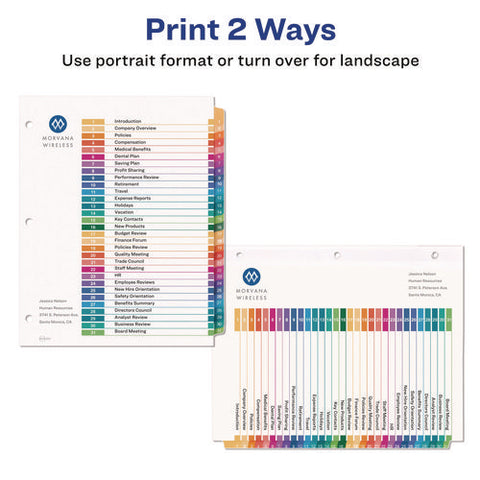 Customizable Table Of Contents Ready Index Multicolor Dividers, 31-tab, 1 To 31, 11 X 8.5, White, 6 Sets