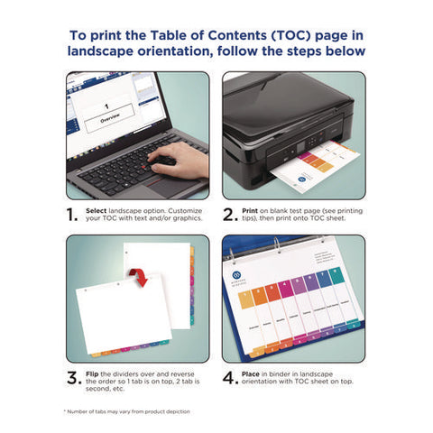 Customizable Table Of Contents Ready Index Multicolor Dividers, 31-tab, 1 To 31, 11 X 8.5, White, 6 Sets