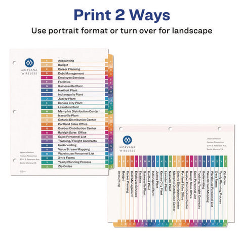 Customizable Table Of Contents Ready Index Multicolor Dividers, 26-tab, A To Z, 11 X 8.5, White, 6 Sets