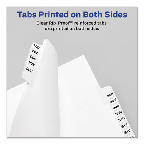 Preprinted Legal Exhibit Side Tab Index Dividers, Avery Style, 10-tab, 9, 11 X 8.5, White, 25/pack