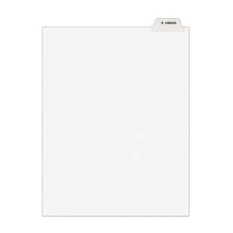 Avery-style Preprinted Legal Bottom Tab Divider, 26-tab, Exhibit K, 11 X 8.5, White, 25/pk