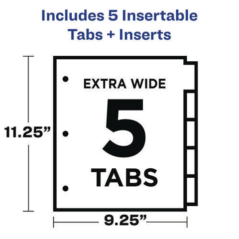 Big Tab Insertable Two-pocket Plastic Dividers, 5-tab, 11.13 X 9.25, Assorted, 1 Set