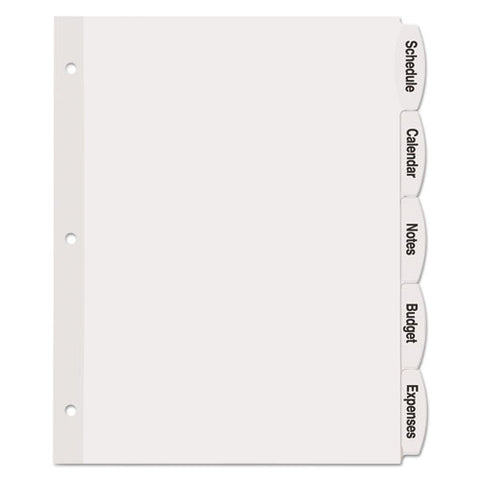 Big Tab Printable White Label Tab Dividers, 5-tab, 11 X 8.5, White, 20 Sets