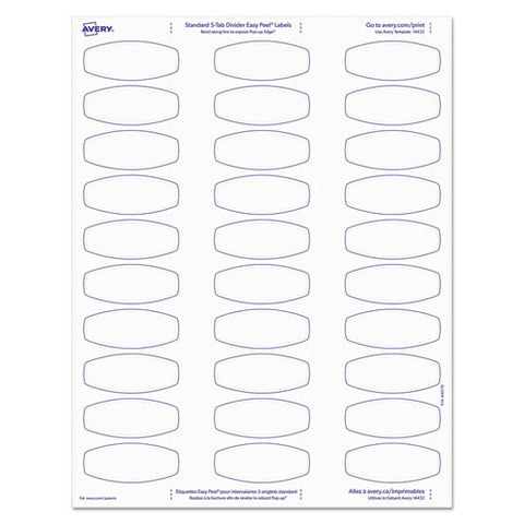 Big Tab Printable White Label Tab Dividers, 5-tab, 11 X 8.5, White, 20 Sets