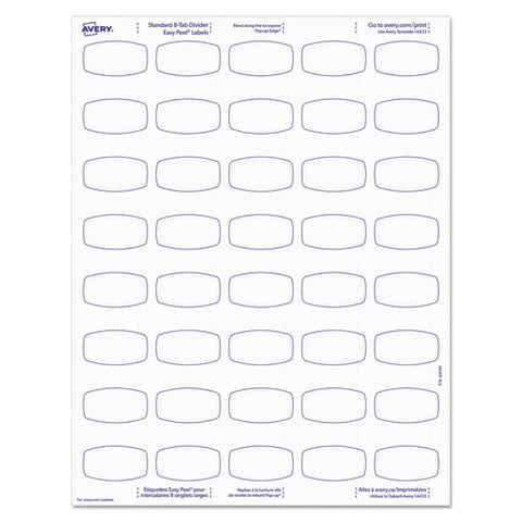 Big Tab Printable White Label Tab Dividers, 8-tab, 11 X 8.5, White, 20 Sets