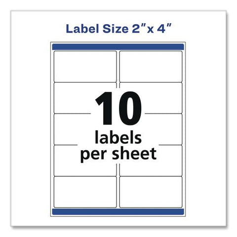 Waterproof Film Address Labels With Sure Feed Technology, Laser Printers, 2 X 4, White, 10 Labels/sheet, 10 Sheets/pack