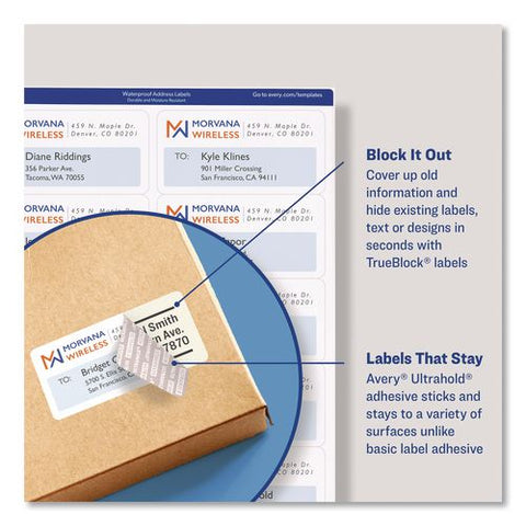 Waterproof Film Address Labels With Sure Feed Technology, Laser Printers, 5.5 X 8.5, White, 2 Labels/sheet, 10 Sheets/pack