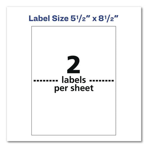 Waterproof Film Address Labels With Sure Feed Technology, Laser Printers, 5.5 X 8.5, White, 2 Labels/sheet, 10 Sheets/pack