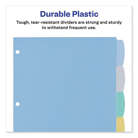 Write And Erase Big Tab Durable Plastic Dividers, 3-hole Punched, 5-tab, 11 X 8.5, Assorted, 1 Set