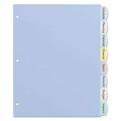 Write And Erase Big Tab Durable Plastic Dividers, 3-hole Punched, 8-tab, 11 X 8.5, Assorted, 1 Set